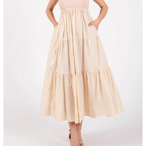Pinkblush Pink & Cream Midi Dress